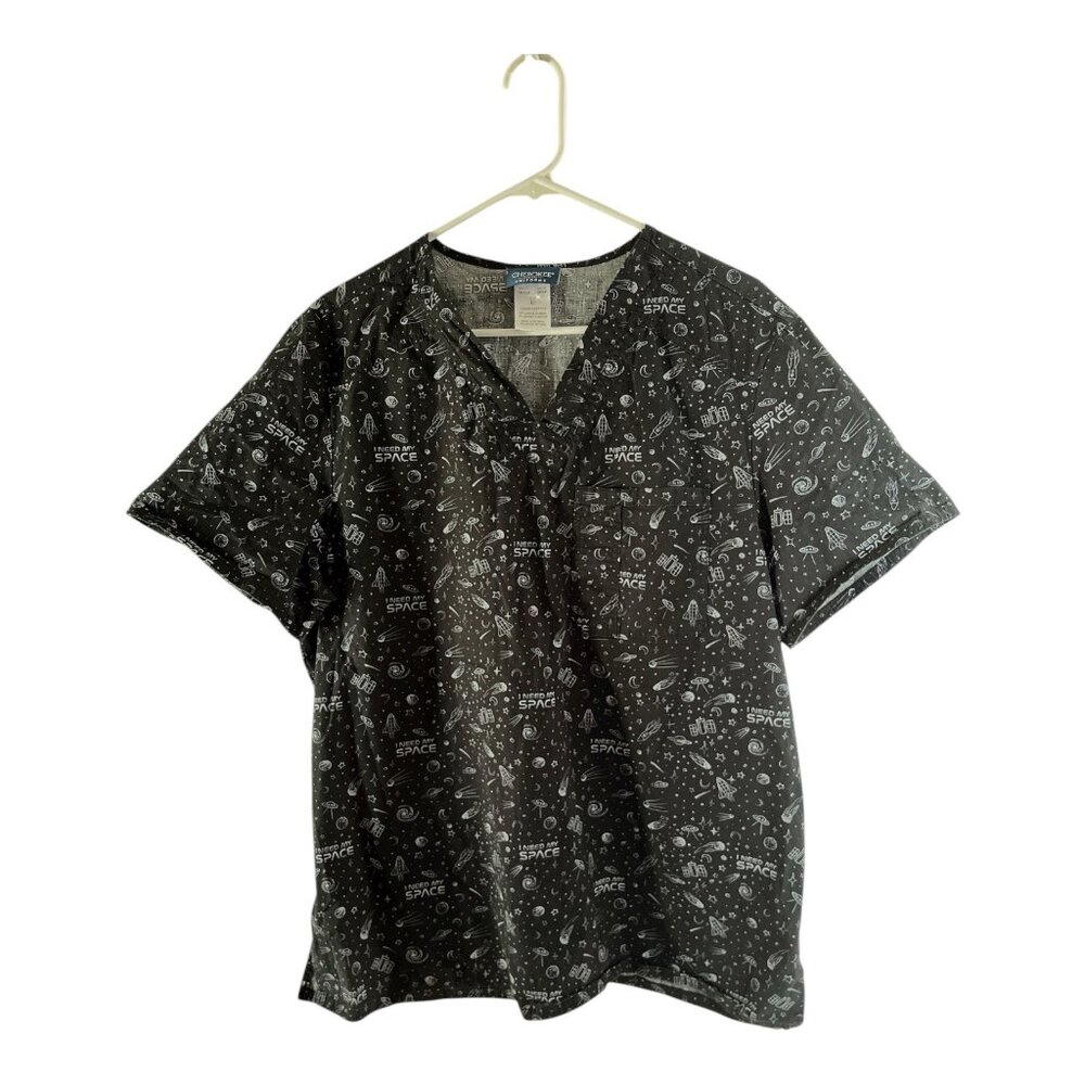 Cherokee Medical Uniforms Women’s Scrub Top Size L – “I Need My Space” Black Gal